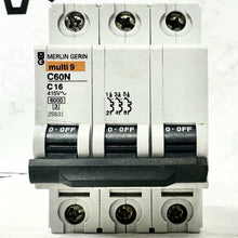 Load image into Gallery viewer, Merlin Gerin 25831 Multi 9 C60N C16 Circuit Breaker 16A 415V DIN Rail MG258310
