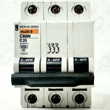 Load image into Gallery viewer, Merlin Gerin 25833 Multi 9 C60N C25 Circuit Breaker 25A 415V DIN Rail MG258330
