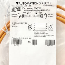Load image into Gallery viewer, Automation Direct EVT231 VDOGH040VAS0002E04STGH040VAS 250VAC 4A Connector Cable 1
