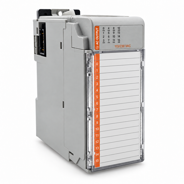 Allen-Bradley 1769-OA16 module, right-facing studio view — representative model image