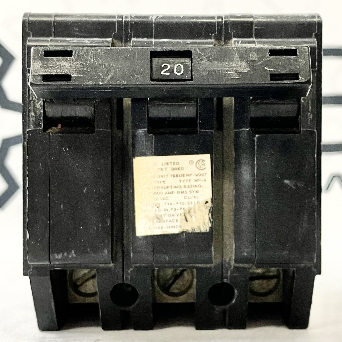 Crouse-Hinds Type MP-A 20A 3-Pole Circuit Breaker — original stock photo 1