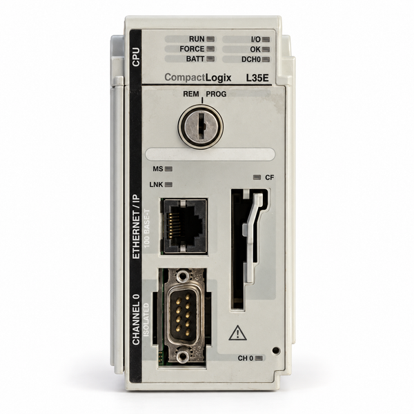 Allen-Bradley 1769-L35E CompactLogix controller — representative model image; offered for parts