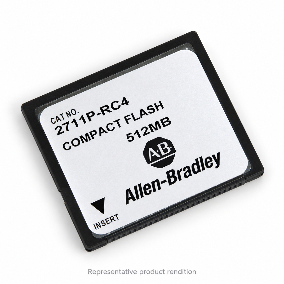 Representative rendition of Allen-Bradley 2711P-RC4 512MB CompactFlash card; not the specific unit.