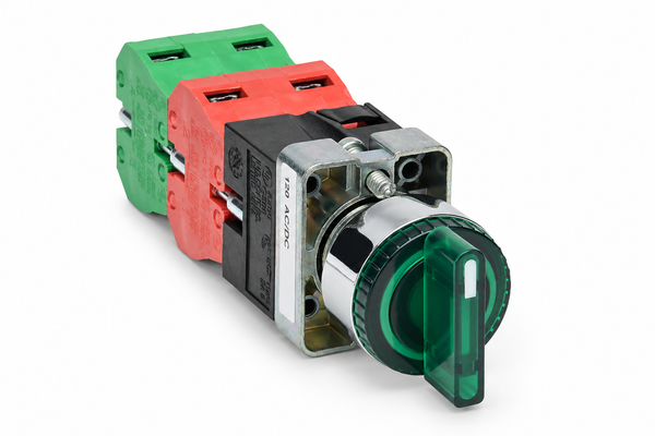 AutomationDirect GCX1282-120L green selector switch — representative model image