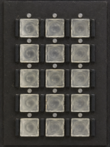 AI-generated representative rendition — Bosch FWA-BTM3/4-003-16VRS-NN, leftmost 15-key bank detail; based on MSS secondary listing photo. Original retained; catalog identification review pending.