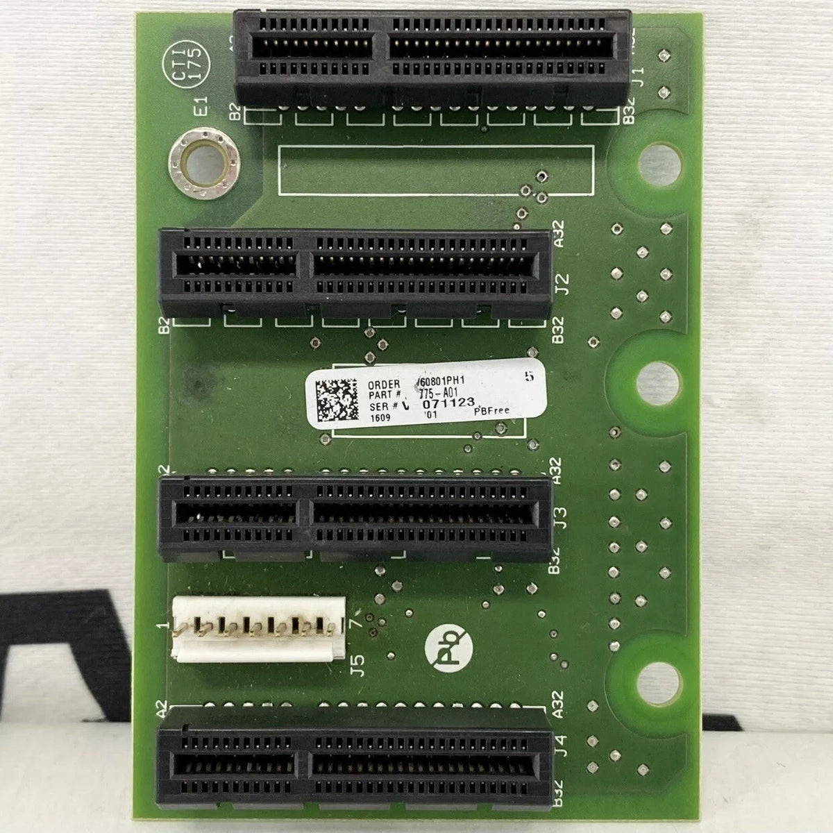 395770-B03 / 775-A01 interface board — unchanged original photograph from MSS Automation's mssautomation1 eBay listing 397238654101. Model verified from the original gallery; representative reference, stock-unit match not confirmed.