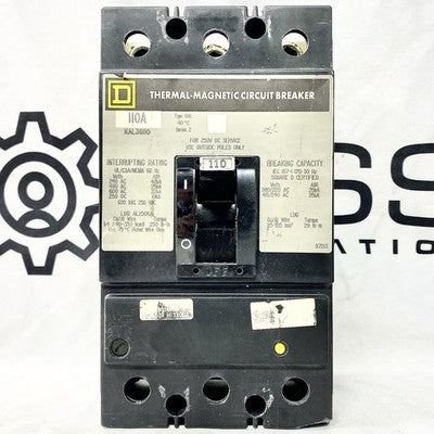 Square D KAL36110 KAL Frame 110A 3 Pole Thermal Magnetic Circuit Breaker