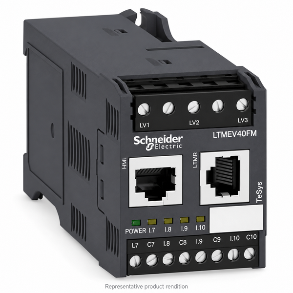 Schneider Electric TeSys T LTMEV40FM extension module — representative product rendition, not the actual unit.