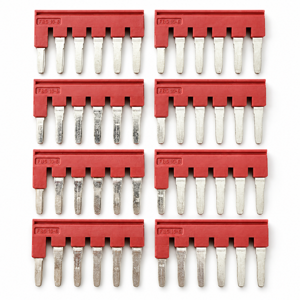 Phoenix Contact FBS 10-6 lot of eight cut six-contact jumper pieces — representative studio image